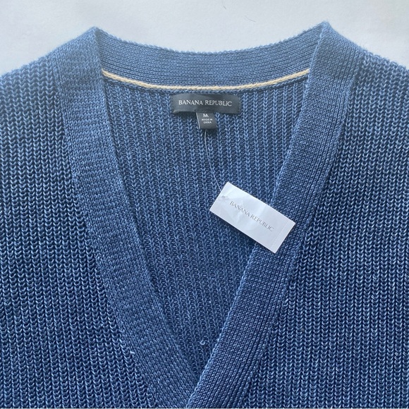 NWT Banana Republic 100% Linen Knitted Heavyweight Men’s Cardigan Size M - Picture 6 of 14